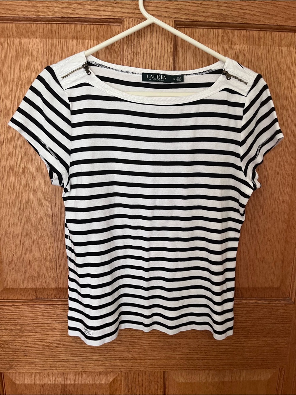 Ralph Lauren Black and White Striped Short Sleeve Tee